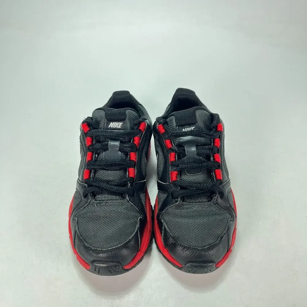 Nike Black Red Swoosh Lace Up Athletic Shoes Casual Sneakers Youth Size 1.5Y